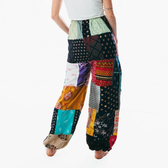 Unisex handmade boho hippie aladdin patchwork harem yoga pants one size women - Picture 3 of 3